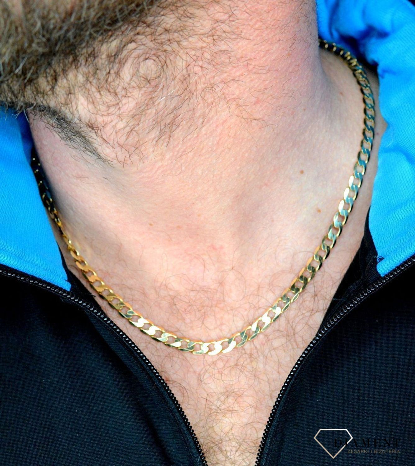 Złoty łańcuszek 585 pancerka 6,3 mm DIA-LAN-8094-585 160 6,3mm.  Biżuterię można zestawić z innymi dodatkami dostępnymi w naszej ofercie, kolczykami, wisiorkiem lub innymi łańcuszkami. Uniwersalna biżuteria. Łańcuszek idealny (1).jpg